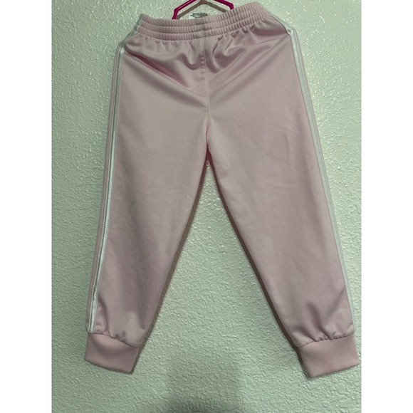 Adidas Tracksuit Set Size 4 Pink White Stripe Zip Up Jacket Pants Kids - Picture 12 of 12
